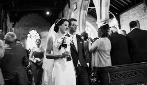 Bride and groom at St Peter's Church Shropshire wedding venue